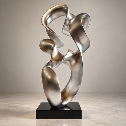 Modern Abstract Resin Sculpture D27 Silver Metallic Artistic Decor Piece