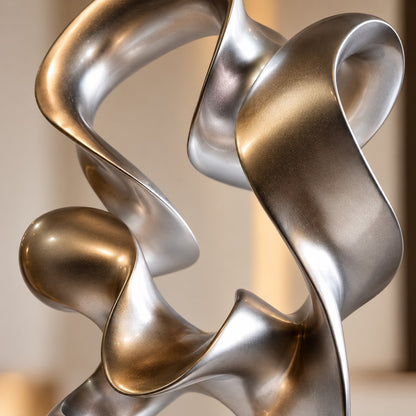 Modern Abstract Resin Sculpture D27 Silver Metallic Artistic Decor Piece
