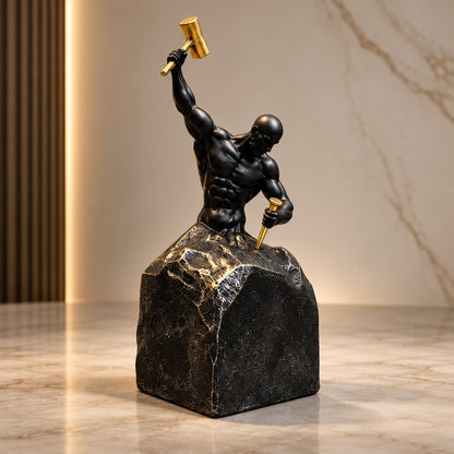 Strength & Achievement Resin Sculpture D22 Black & Gold Artistic Decor Piece