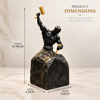 Strength & Achievement Resin Sculpture D22 Black & Gold Artistic Decor Piece
