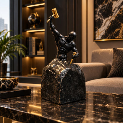 Strength & Achievement Resin Sculpture D22 Black & Gold Artistic Decor Piece