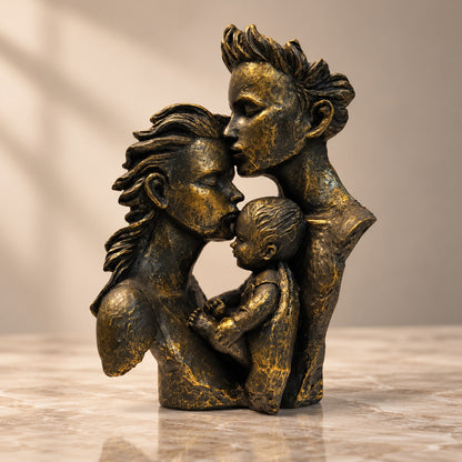 Family Love Resin Sculpture D25 Antique Bronze Finish | Modern Home Decor Showpiece