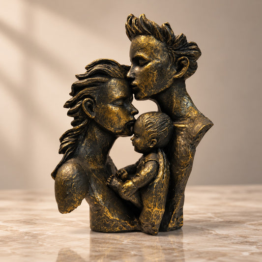 Family Love Resin Sculpture D25 Antique Bronze Finish | Modern Home Decor Showpiece
