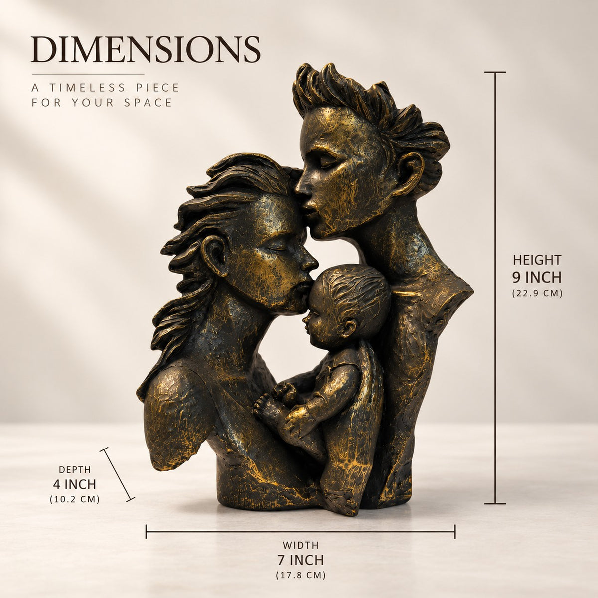 Family Love Resin Sculpture D25 Antique Bronze Finish | Modern Home Decor Showpiece