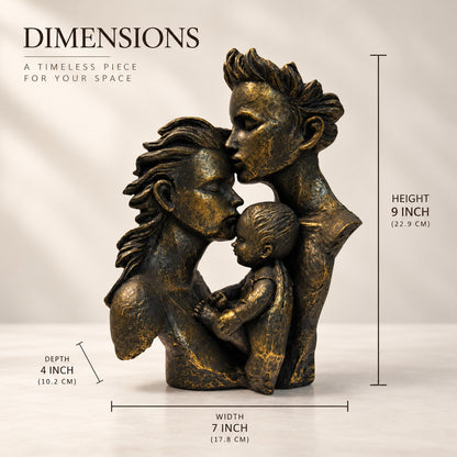 Family Love Resin Sculpture D25 Antique Bronze Finish | Modern Home Decor Showpiece