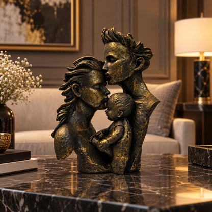 Family Love Resin Sculpture D25 Antique Bronze Finish | Modern Home Decor Showpiece
