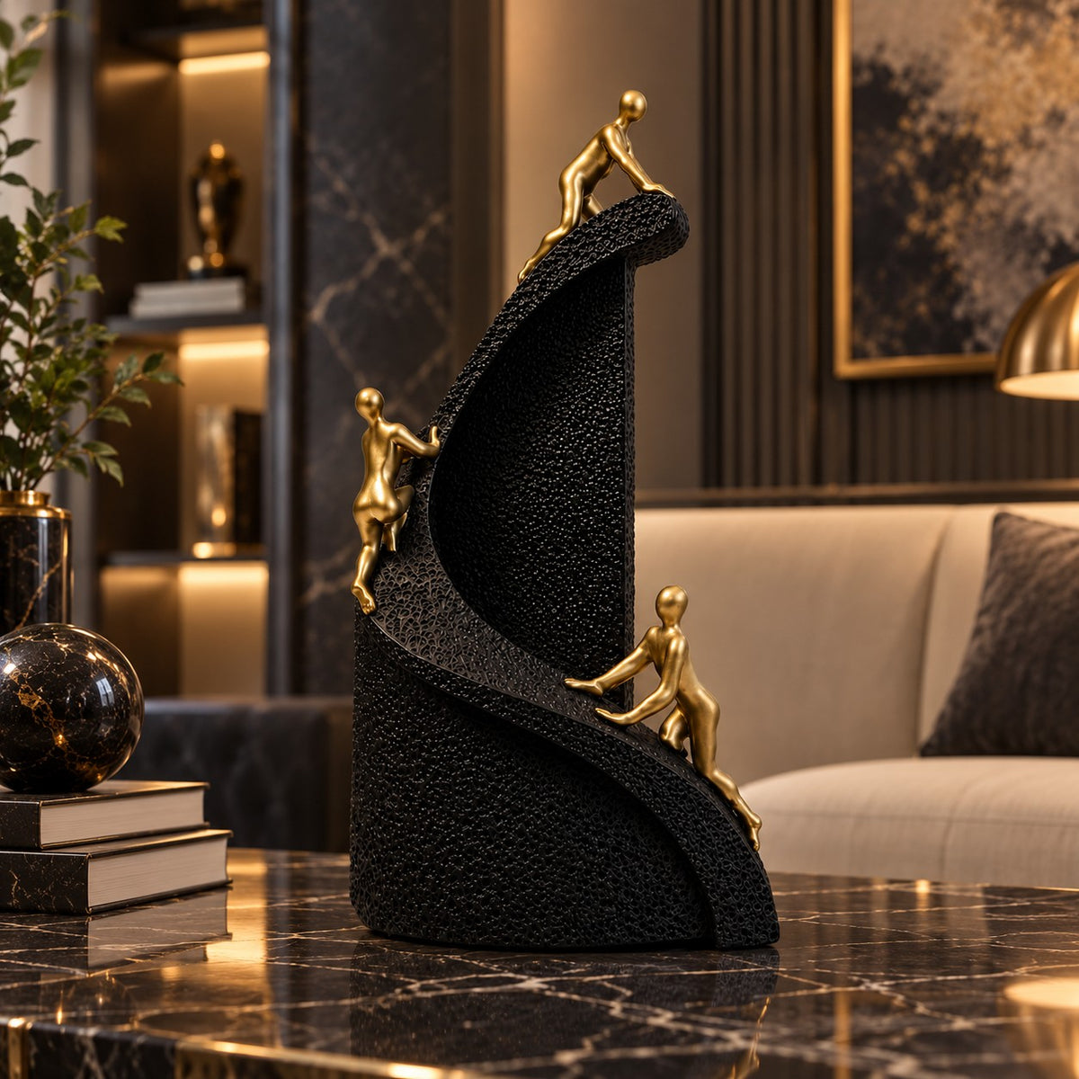 Climbing Figures Resin Sculpture D26 | Modern Abstract Home Decor Showpiece