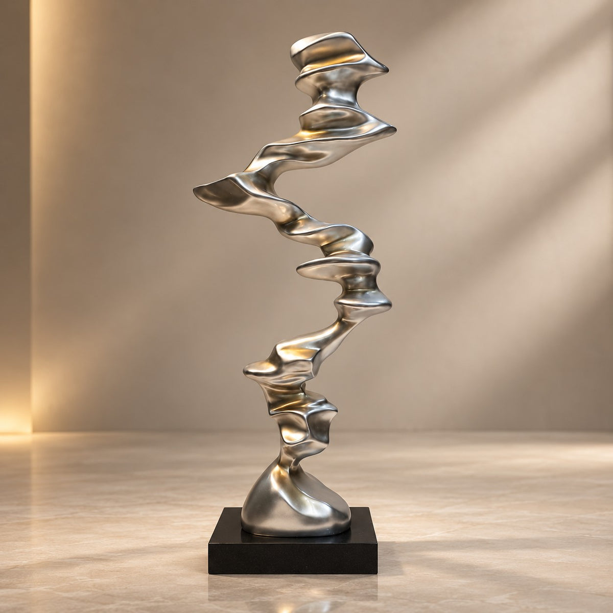 Silver Metallic Abstract Sculpture D19 | Contemporary Resin Home Decor