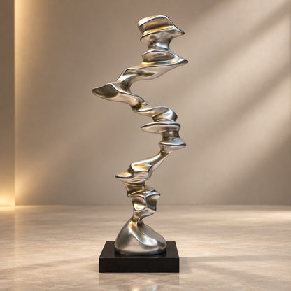 Silver Metallic Abstract Sculpture D19 | Contemporary Resin Home Decor