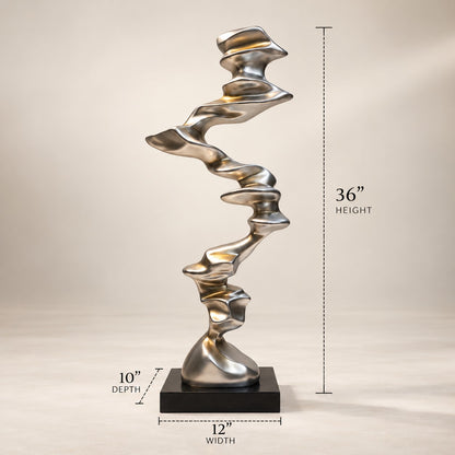 Silver Metallic Abstract Sculpture D19 | Contemporary Resin Home Decor