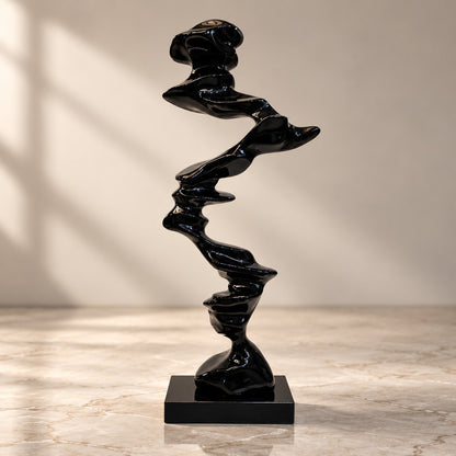 Black Abstract Resin Sculpture D20 | Modern Home Decor Showpiece