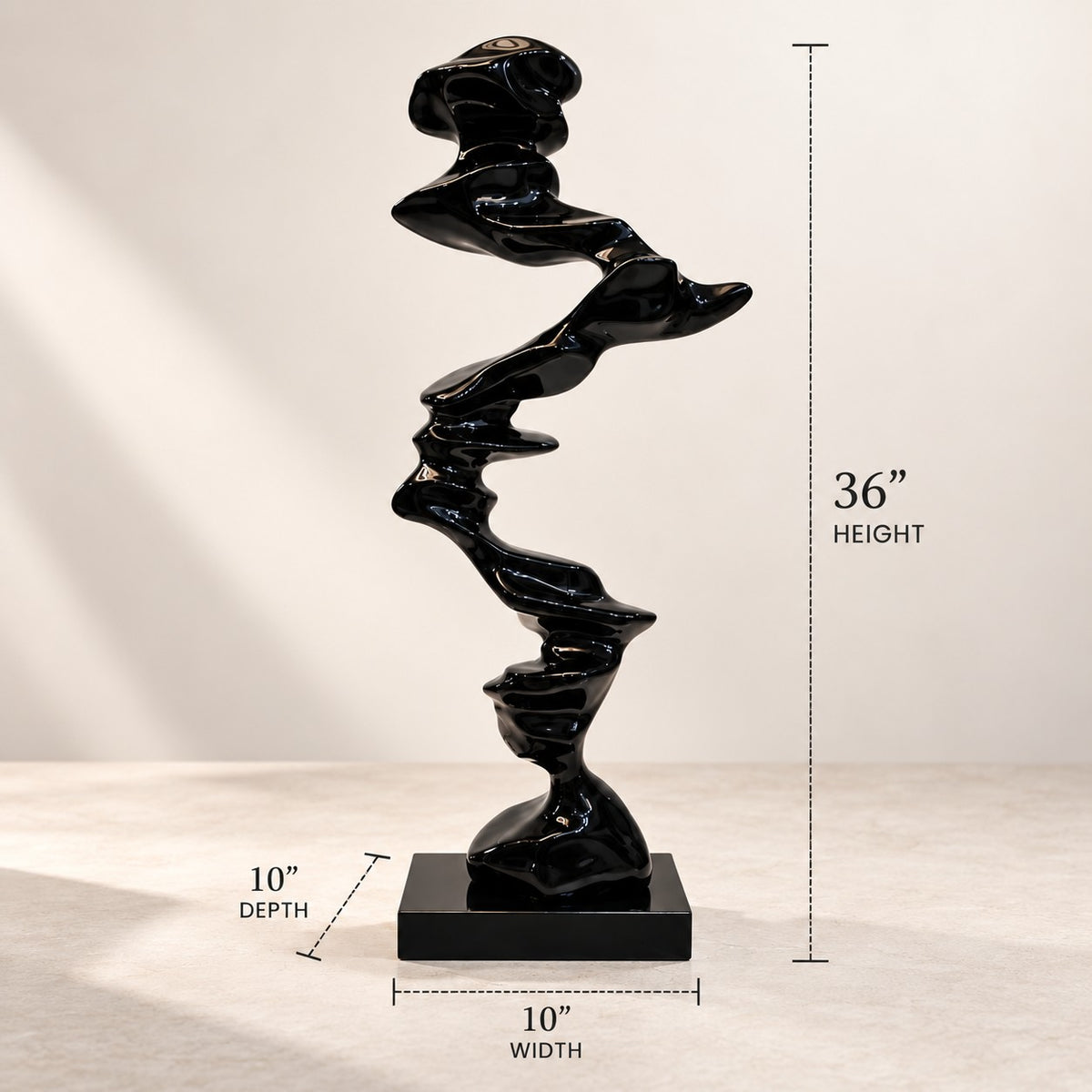 Black Abstract Resin Sculpture D20 | Modern Home Decor Showpiece