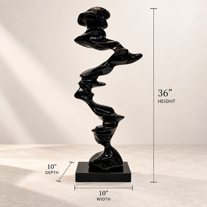 Black Abstract Resin Sculpture D20 | Modern Home Decor Showpiece