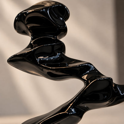 Black Abstract Resin Sculpture D20 | Modern Home Decor Showpiece