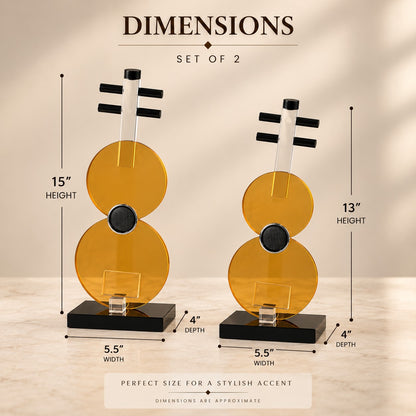 Amber Gold Geometric Acrylic Decor Set of 2 D17 | Modern Home Decor