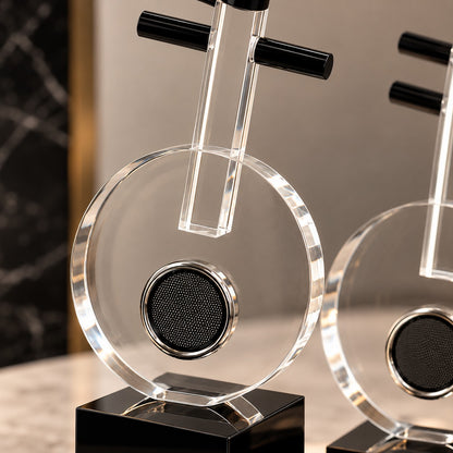 Modern Acrylic Abstract Sculpture Set of 2 D16 Black & Clear Decor