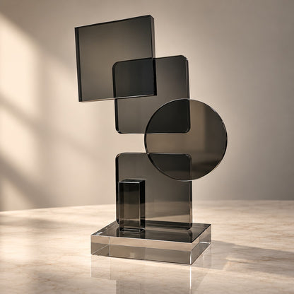 Abstract Smoke Grey Acrylic Sculpture D13 Modern Home Decor