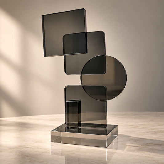 Abstract Smoke Grey Acrylic Sculpture D13 Modern Home Decor