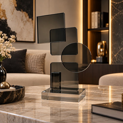 Abstract Smoke Grey Acrylic Sculpture D13 Modern Home Decor