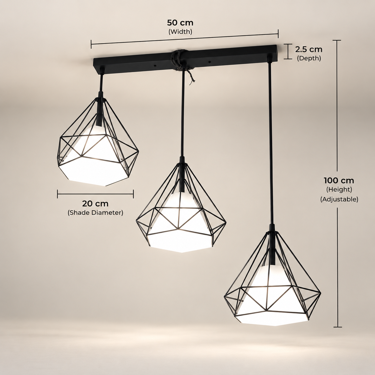 Luxury Geometric 3 F11 Light Chandelier – Premium Metal & Plastic Ceiling Light
