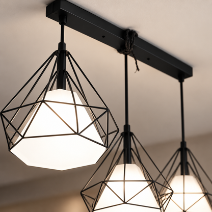 Luxury Geometric 3 F11 Light Chandelier – Premium Metal & Plastic Ceiling Light