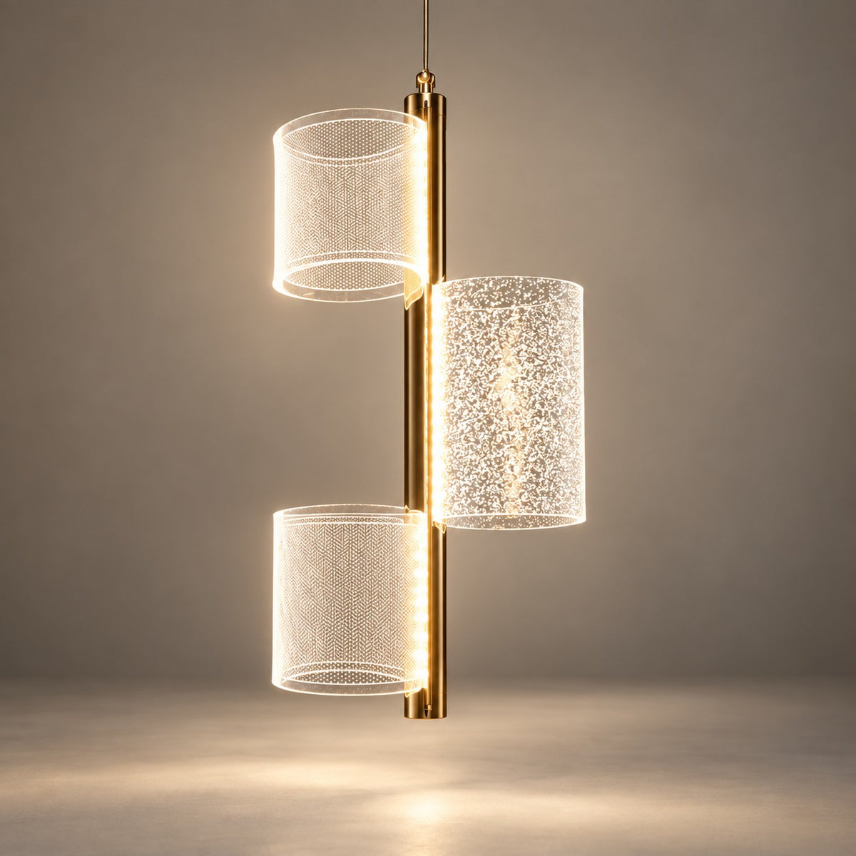 Luxury Hanging Light L4 Modern 3-Tube Glass Pendant Light