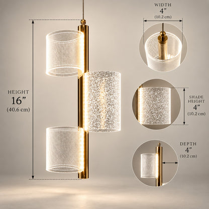 Luxury Hanging Light L4 Modern 3-Tube Glass Pendant Light