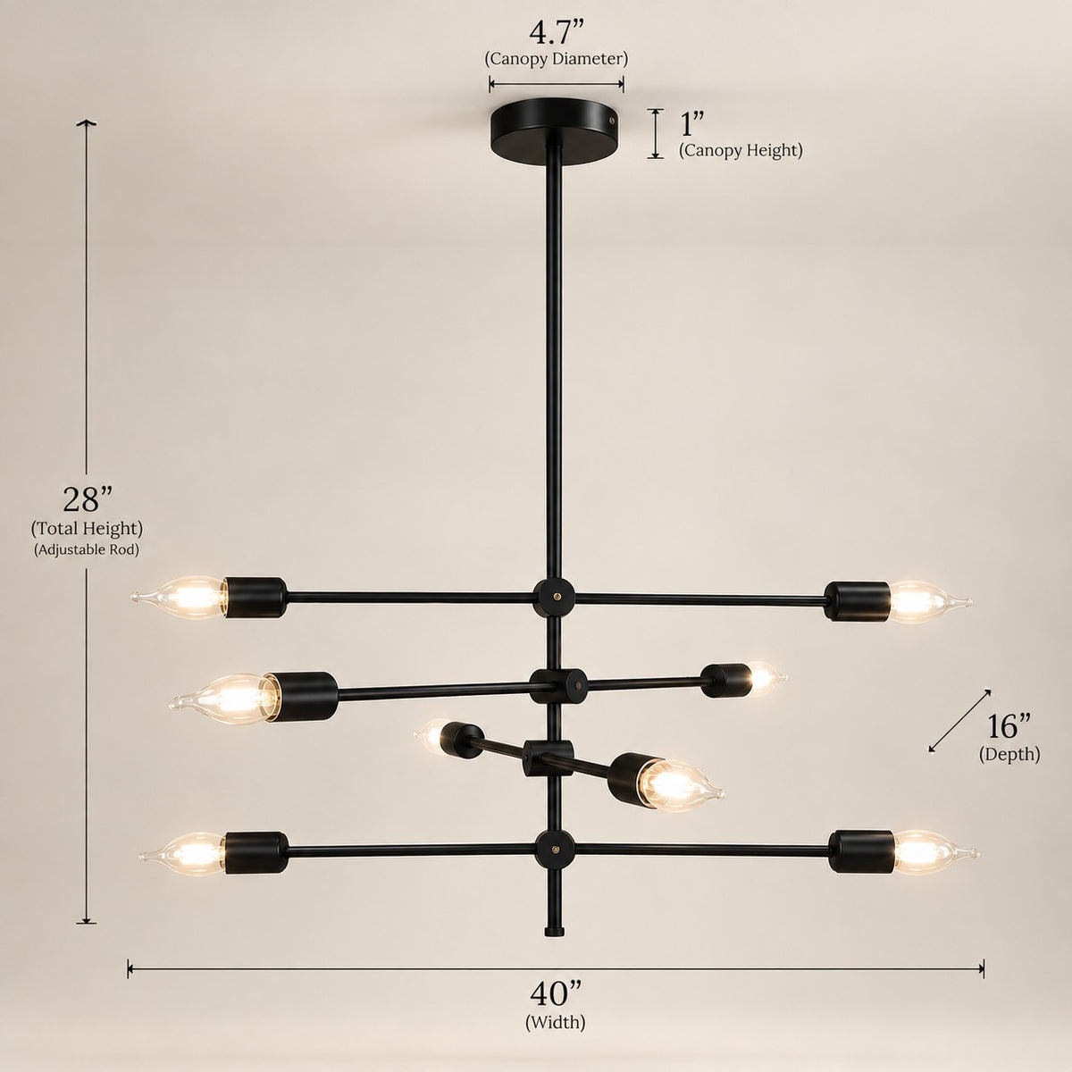 Modern 8 Lights Chandelier F9 Premium E27 Metal Ceiling Light