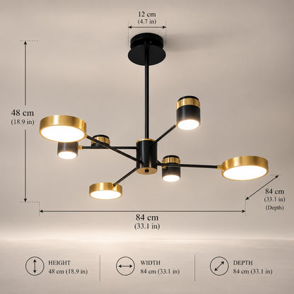 Modern Black & Gold Chandelier F7 Premium Metal Home Decor