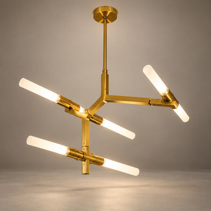 Modern 6 Lights Chandelier F10 Gold Metal & Acrylic LED Ceiling Light
