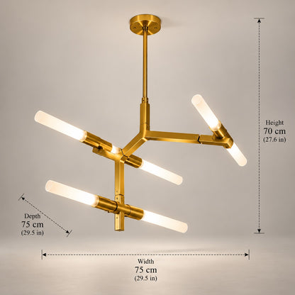 Modern 6 Lights Chandelier F10 Gold Metal & Acrylic LED Ceiling Light