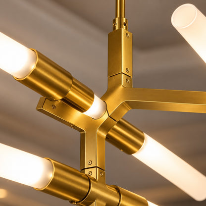 Modern 6 Lights Chandelier F10 Gold Metal & Acrylic LED Ceiling Light