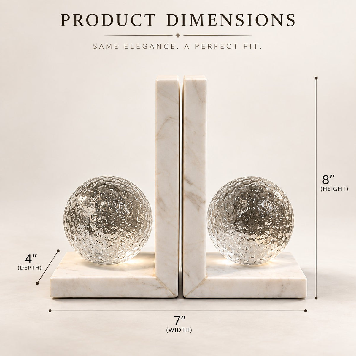 Elegant Marble & Glass Bookend Set D5 Modern Home Decor