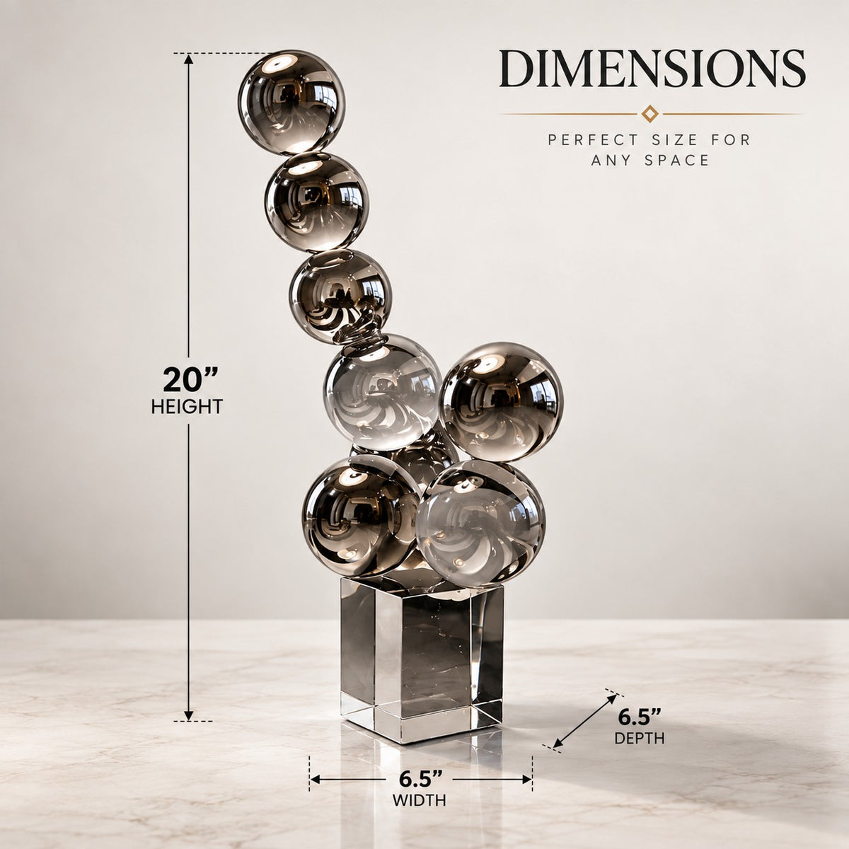Contemporary Silver Sphere Sculpture D4 Modern Artistic Home Decor
