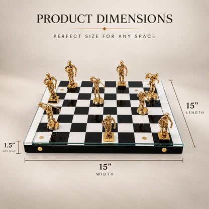 Premium Glass Chess Set D10 Gold & Black Modern Decor