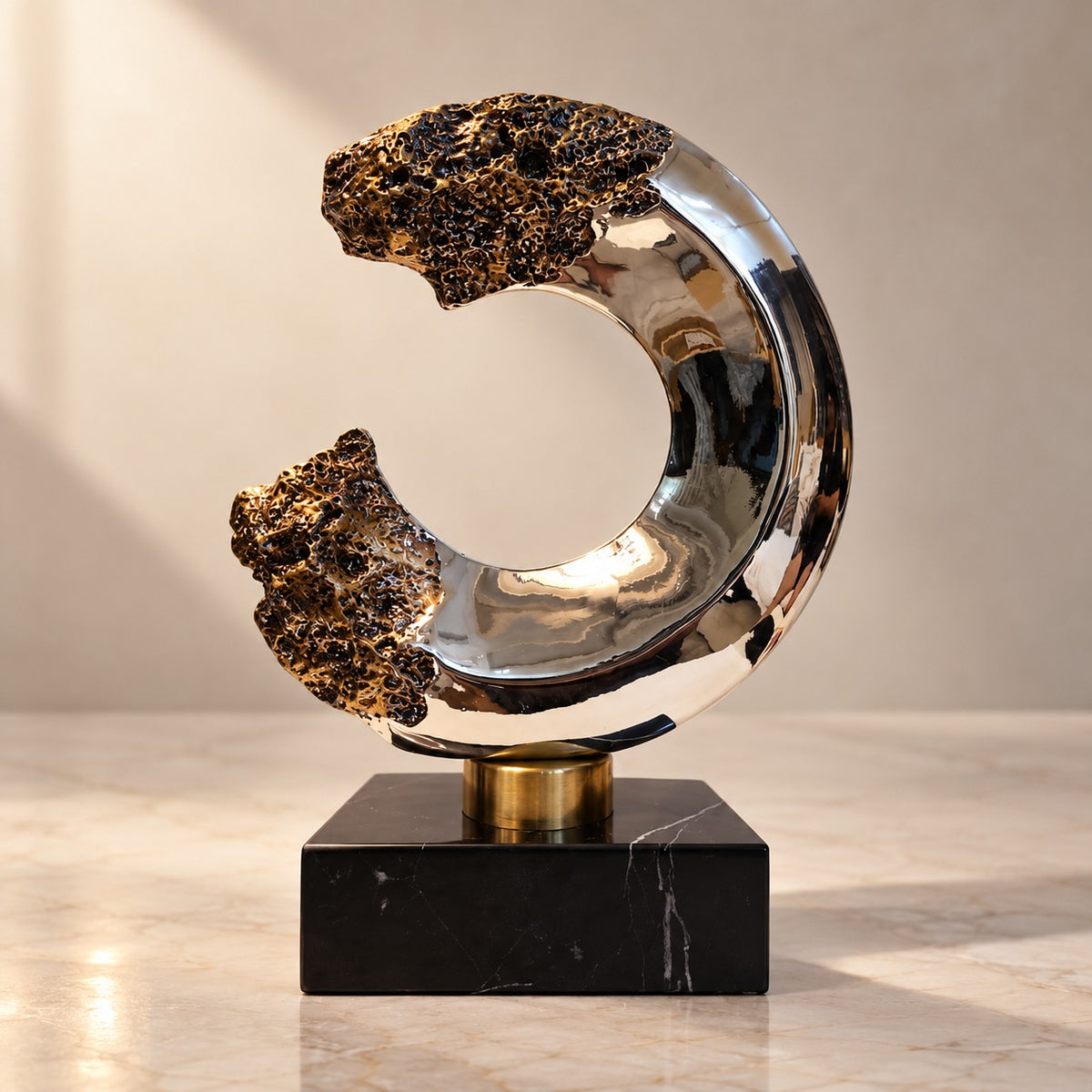 Decorative Silver & Gold Abstract Sculpture D9