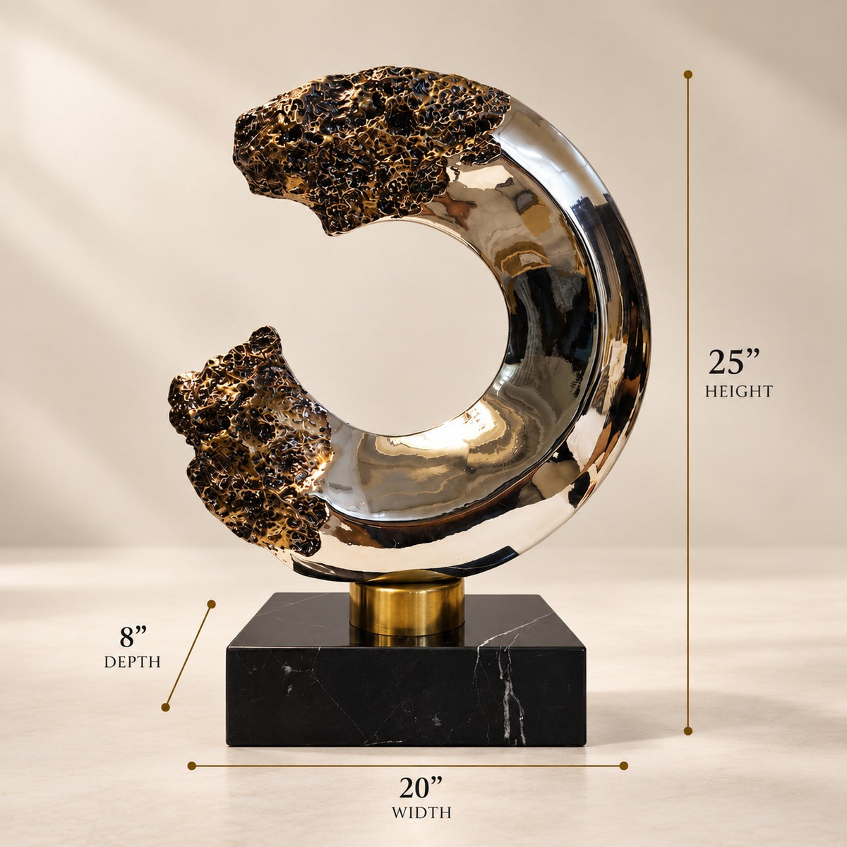 Decorative Silver & Gold Abstract Sculpture D9