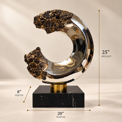Decorative Silver & Gold Abstract Sculpture D9