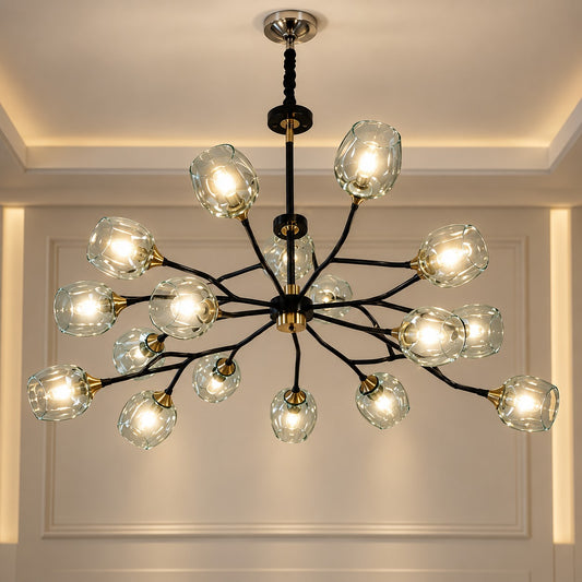Modern 15 Lights Chandelier F13 Premium Glass & Metal Luxury Chandelier