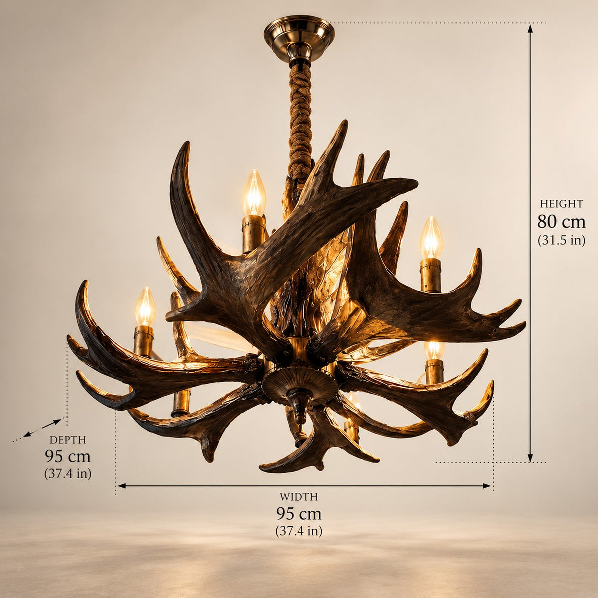 Premium Antler Chandelier F16  Antique Bronze Resin & Metal Luxury Chandelier
