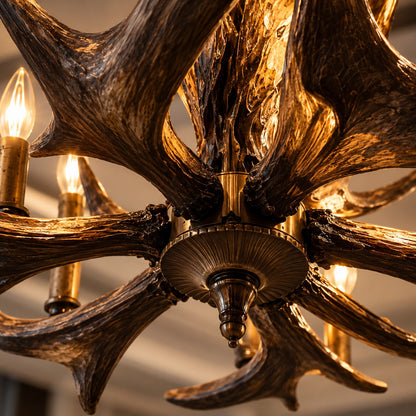 Premium Antler Chandelier F16  Antique Bronze Resin & Metal Luxury Chandelier