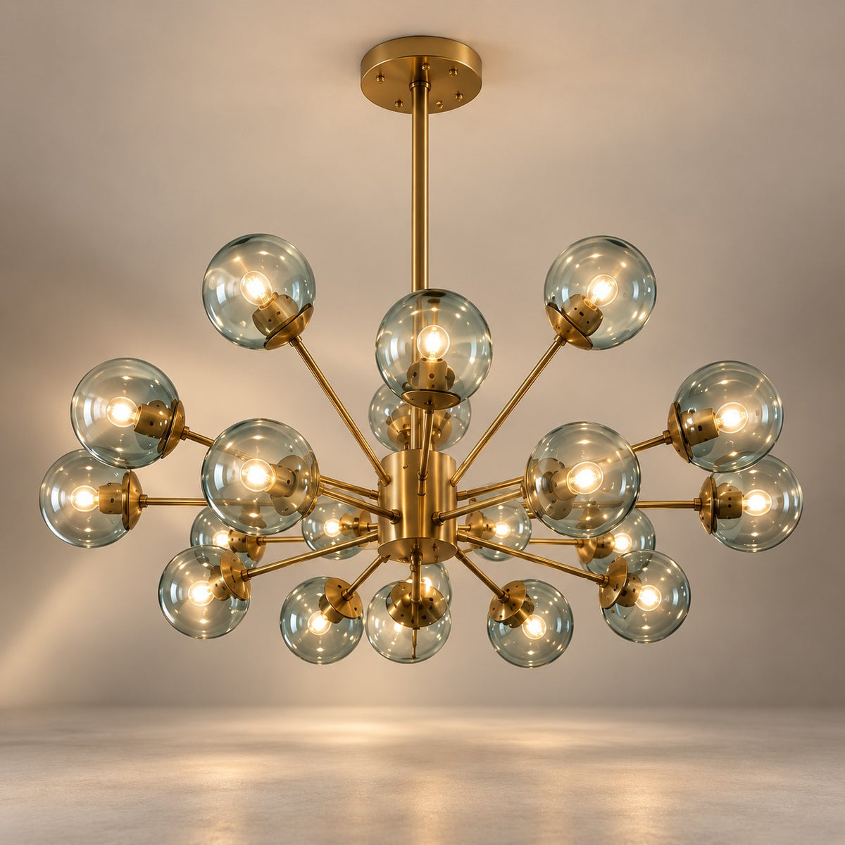 Modern 12 Lights Chandelier F3 Gold Metal & Glass Luxury Ceiling Light