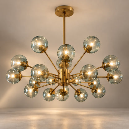 Modern 12 Lights Chandelier F3 Gold Metal & Glass Luxury Ceiling Light