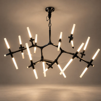 Modern 14 Lights Chandelier F5 Black Metal & Acrylic LED Ceiling Light
