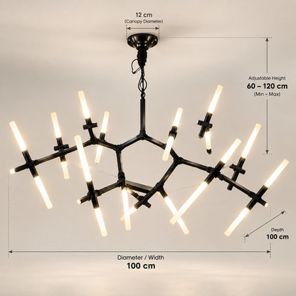 Modern 14 Lights Chandelier F5 Black Metal & Acrylic LED Ceiling Light