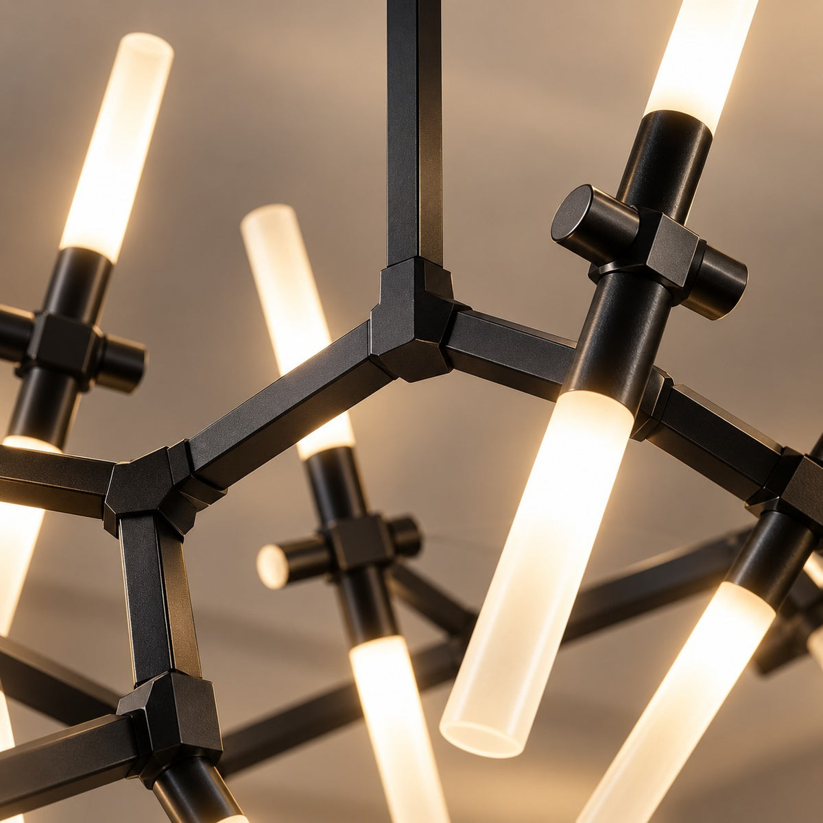 Modern 14 Lights Chandelier F5 Black Metal & Acrylic LED Ceiling Light