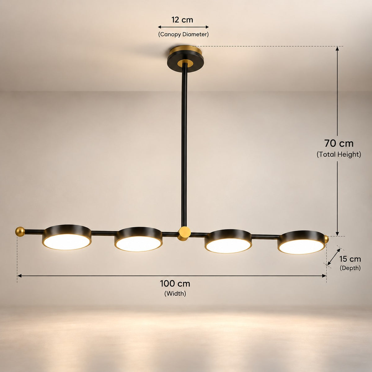 Modern 5-Light Chandelier F8 Premium Black & Gold Metal Decor