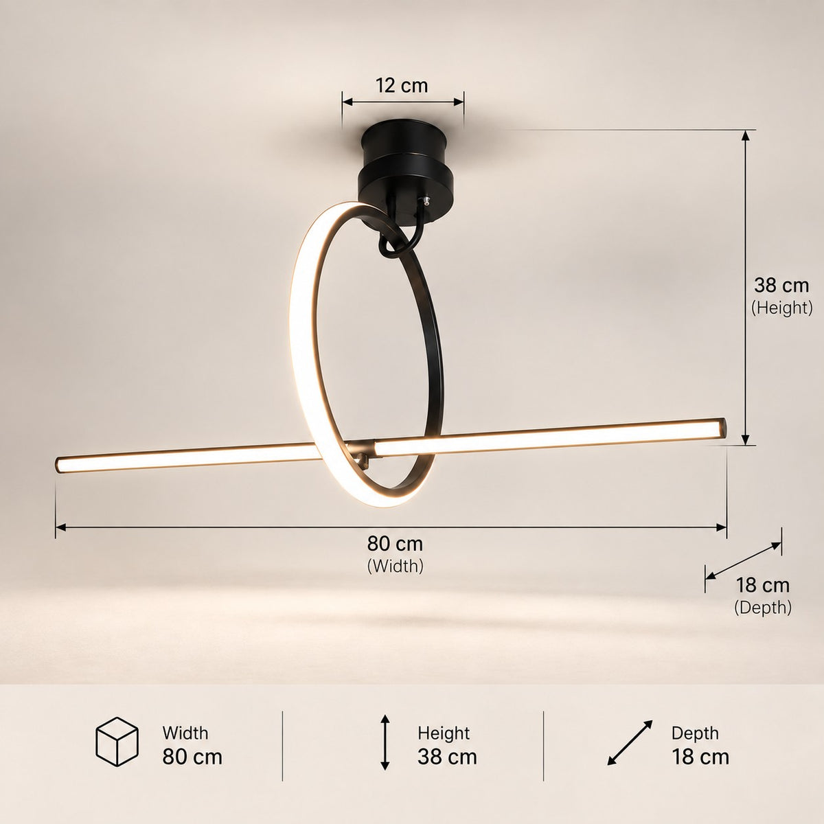 Modern LED Chandelier F15 Premium Black & White Metal Decor