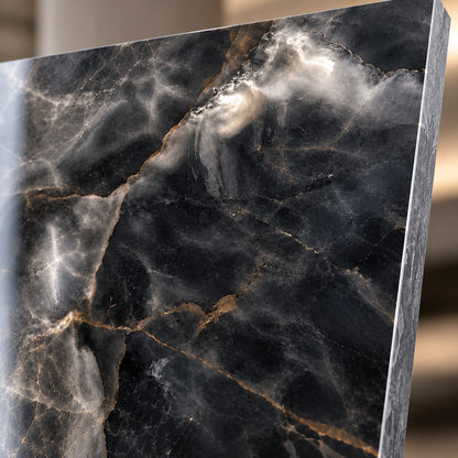 Premium Black Sintered Stone Slab T6 – Luxury Dark Marble Finish, Durable & Scratch Resistant Surface | 4 FT × 8 FT | 9 MM