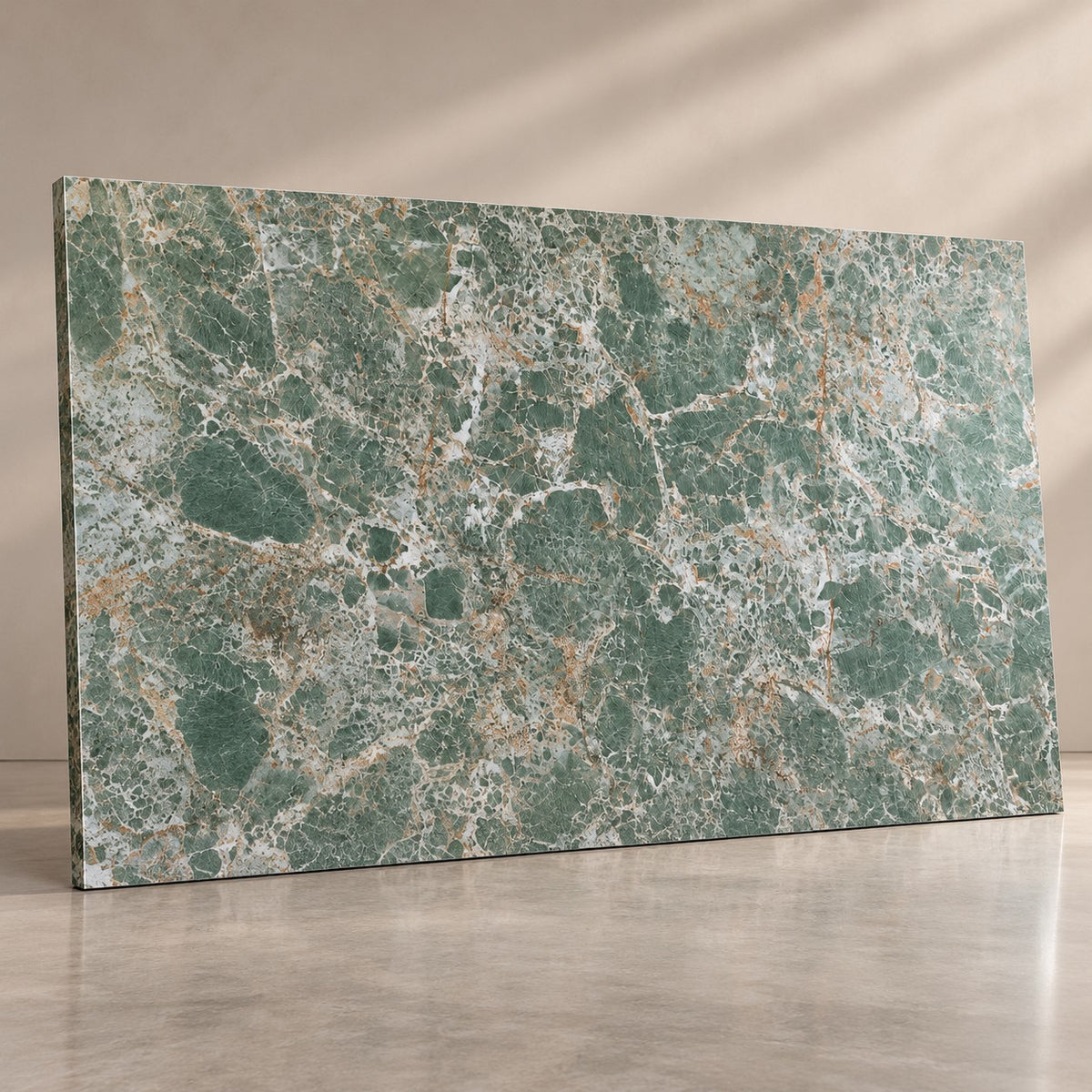 Premium Green Sintered Stone Slab T12 – Luxury Marble Look Natural Stone Finish | 4 FT × 8 FT | 9 MM